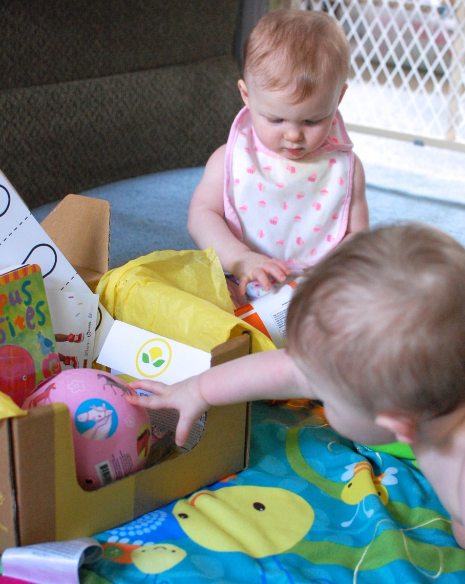Chloe was all about the hand wipes. (Weirdo.) Ev wanted the over-priced rubber ball.