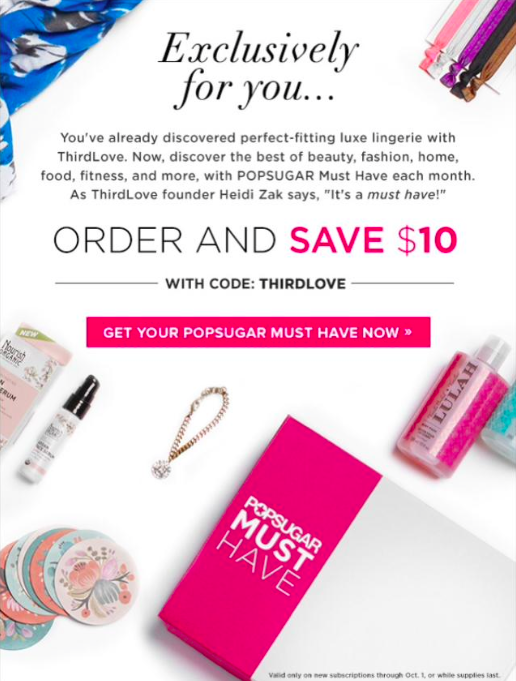 Popsugar $10 discount code.