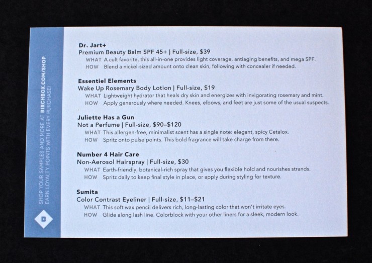 Birchbox info card