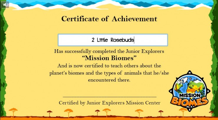 Junior Explorers certificate