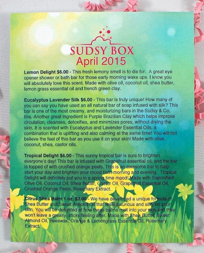 Sudsy Box April