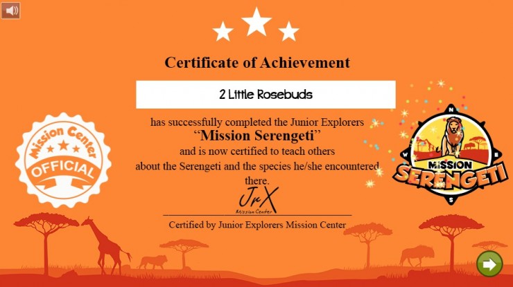 Junior Explorers certificate