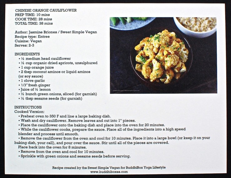 BuddhiBox recipe card