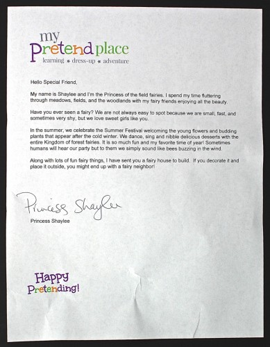 My Pretend Place letter
