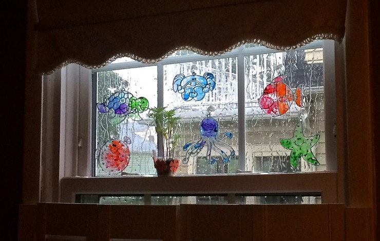 sun catchers in window