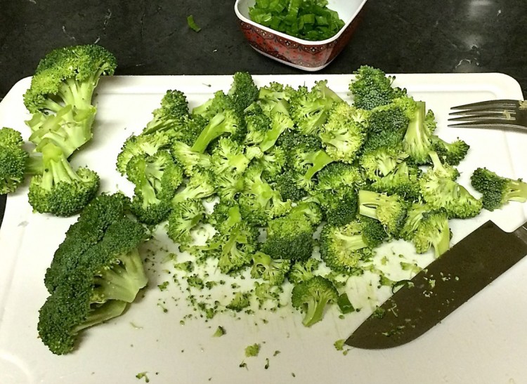 chopping broccoli