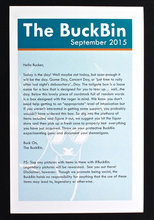 September 2015 Buck Bin