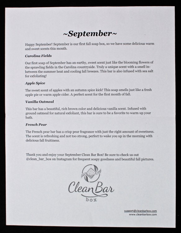 September 2015 Clean Bar Box review