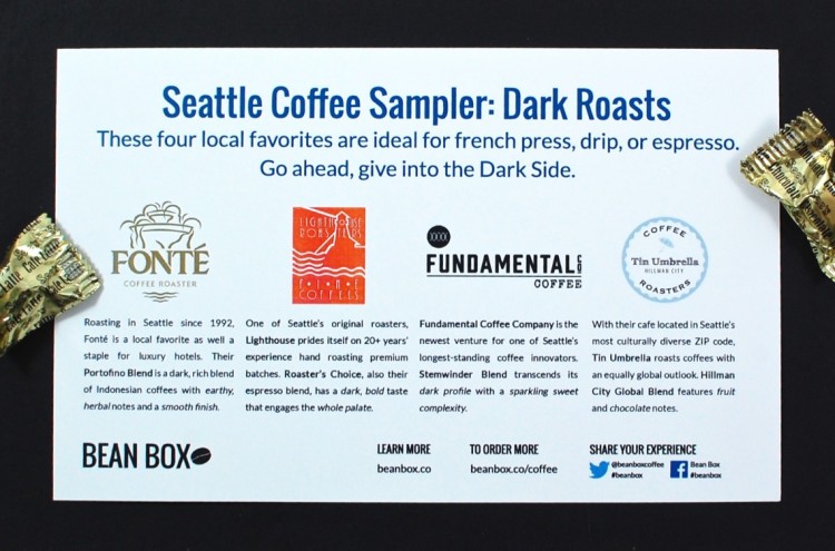 Bean Box Dark Roast box