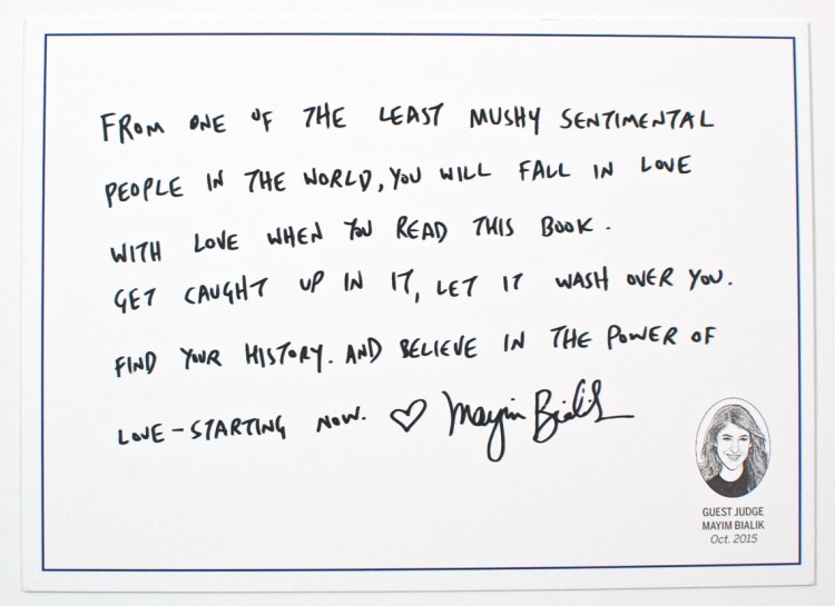 Book of the Month judge's note