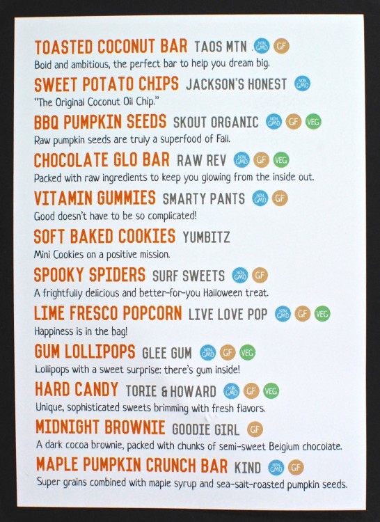October 2015 SnackSack 