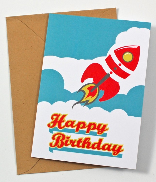 happy birthday rocket card