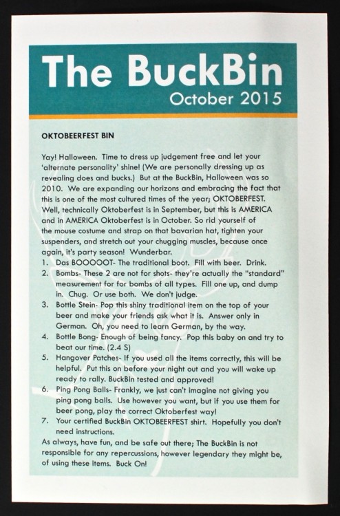 October 2015 BuckBin