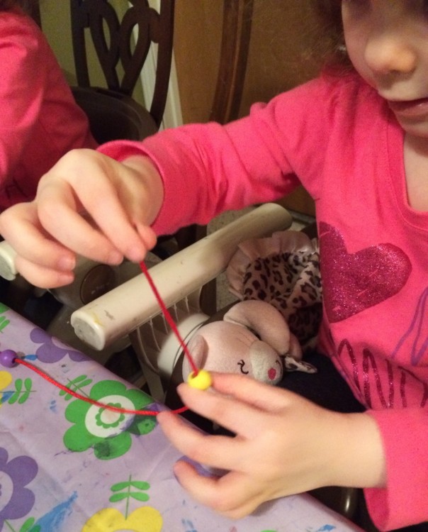 stringing beads