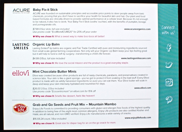 October 2015 Ecocentric Mom baby box