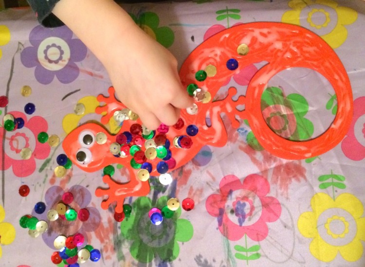 glueing sequins