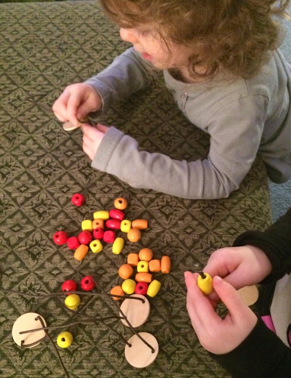 stringing beads