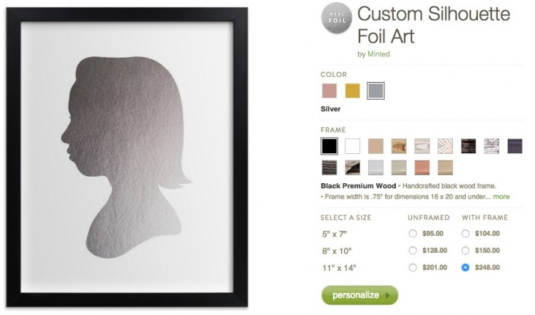 foil silhouette minted