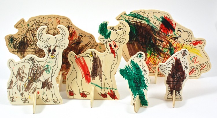 wooden santa scene