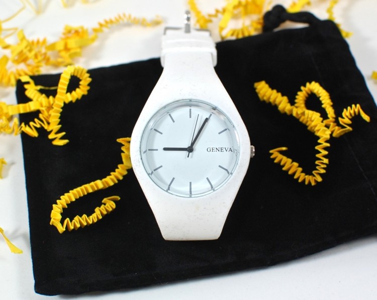 white silicone watch