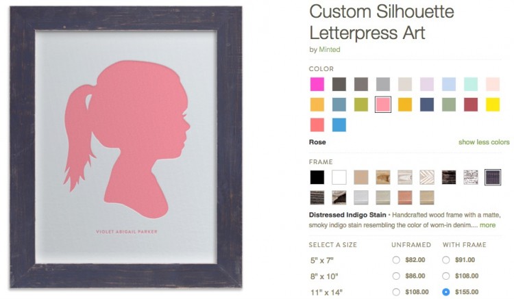 Minted letterpress silhouette print