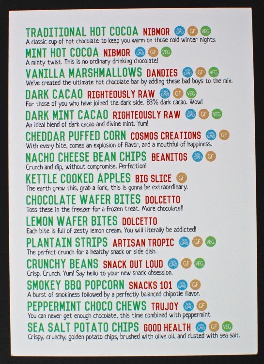 December 2015 Snack Sack