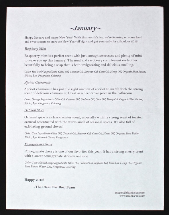 January 2016 Clean Bar Box review