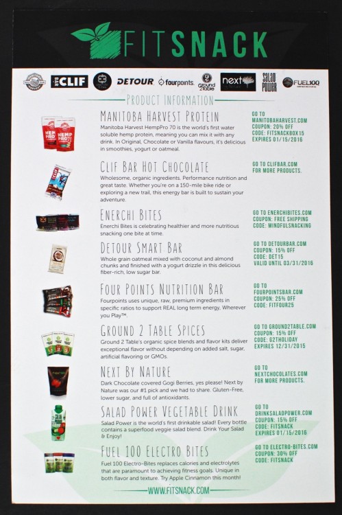 December 2015 Fit Snack box