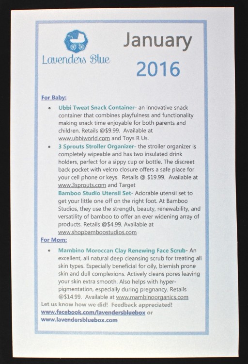 January 2016 Lavenders Blue box