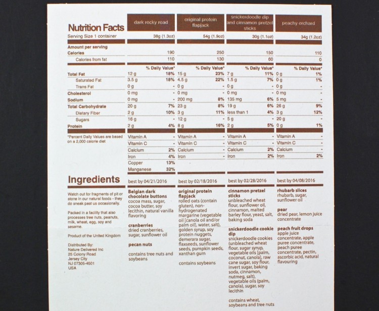 Graze snack ingredients