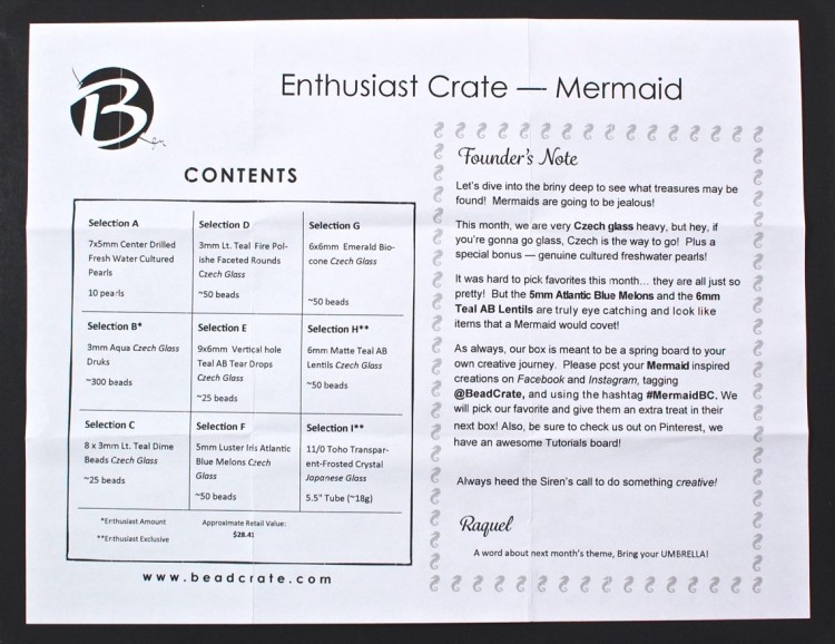 BeadCrate March 2016 mermaid box