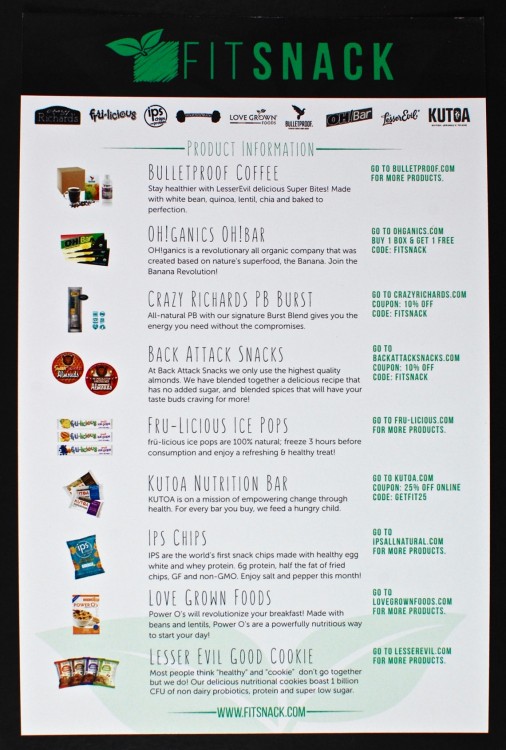 March 2016 Fit Snack review