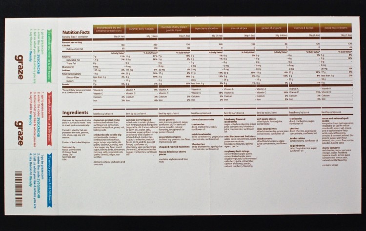 Graze nutritional information