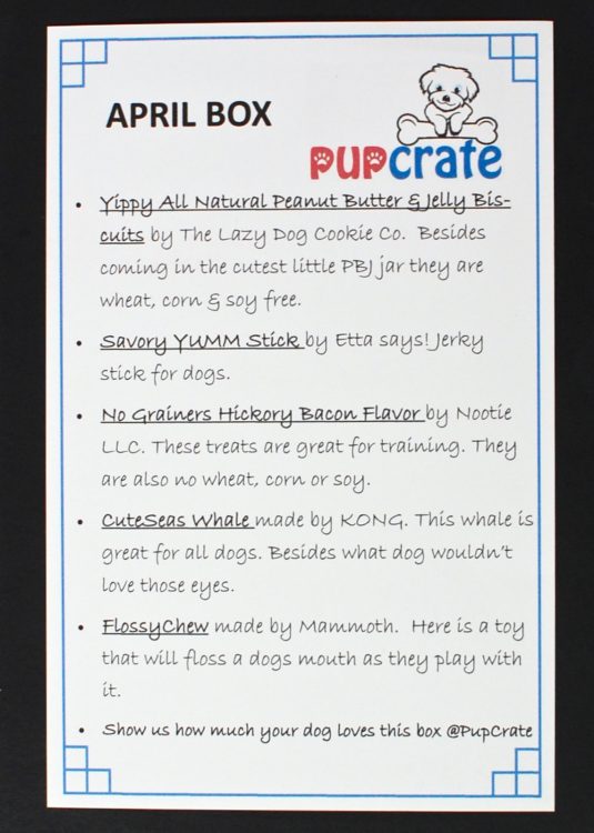 April 2016 Pup Crate review