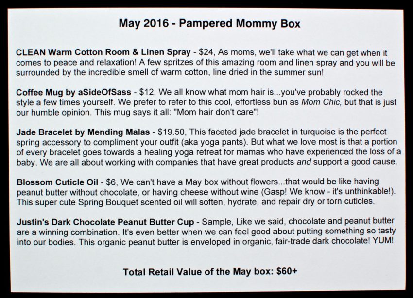 May 2016 Pampered Mommy Box review