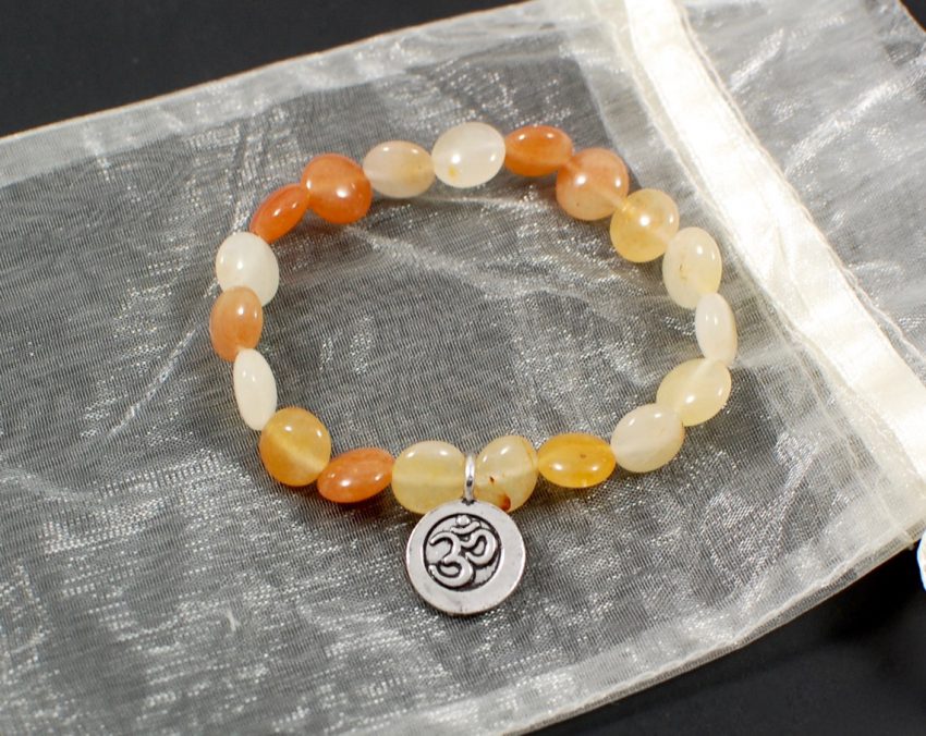 yellow jade om bracelet