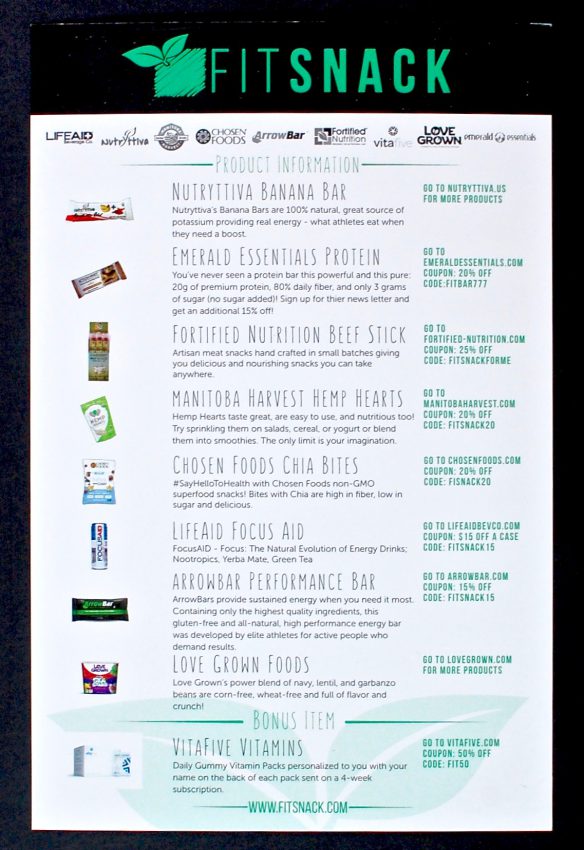 July 2016 Fit Snack Review