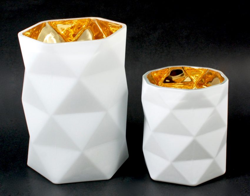 geometric diamond cut candle holders