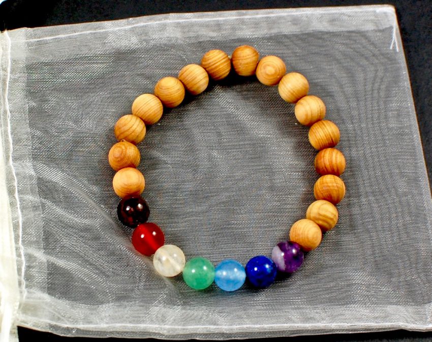 sandalwood chakra stone bracelet