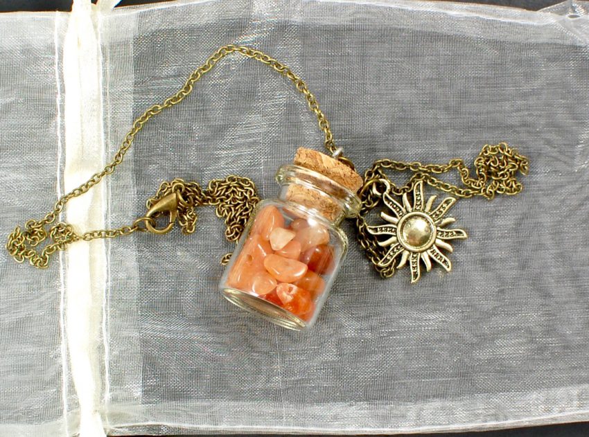 sun salutation cork bottle necklace