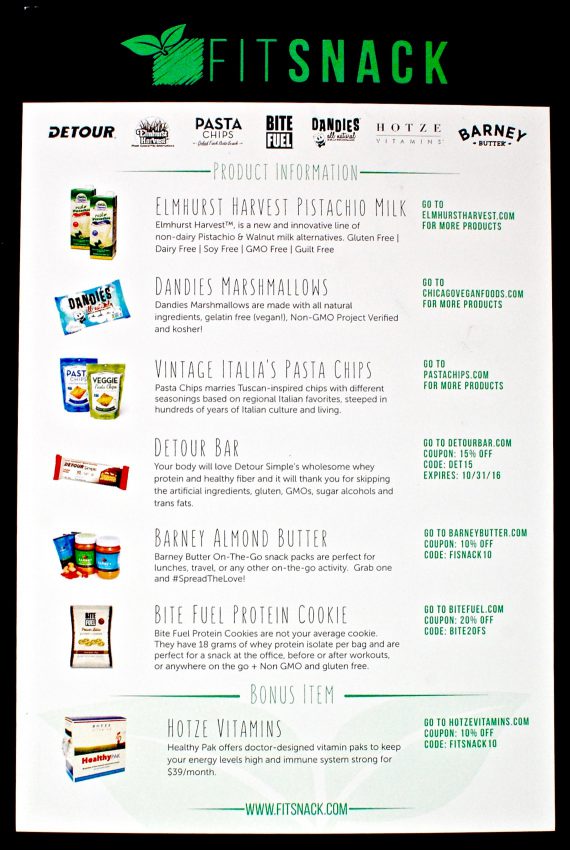 August 2016 Fit Snack box