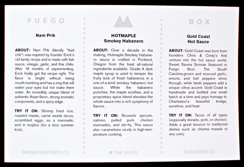 July 2016 Fuego Box review
