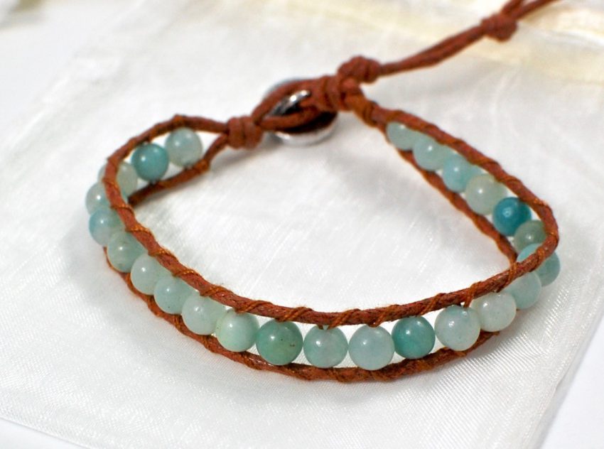 amazonite and hemp bracelet