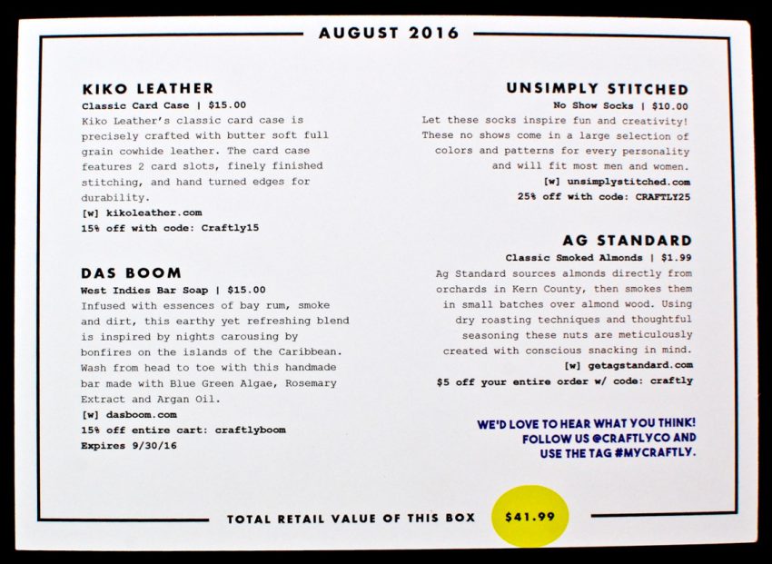 August 2016 Craftly box