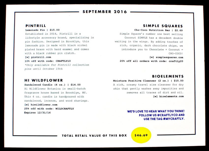 September 2016 Craftly box