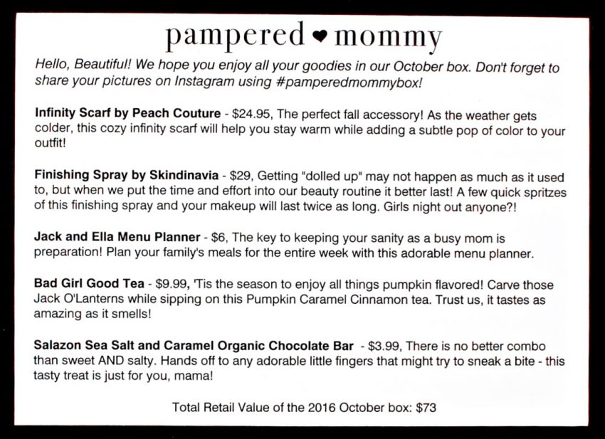 October 2016 Pampered Mommy 
