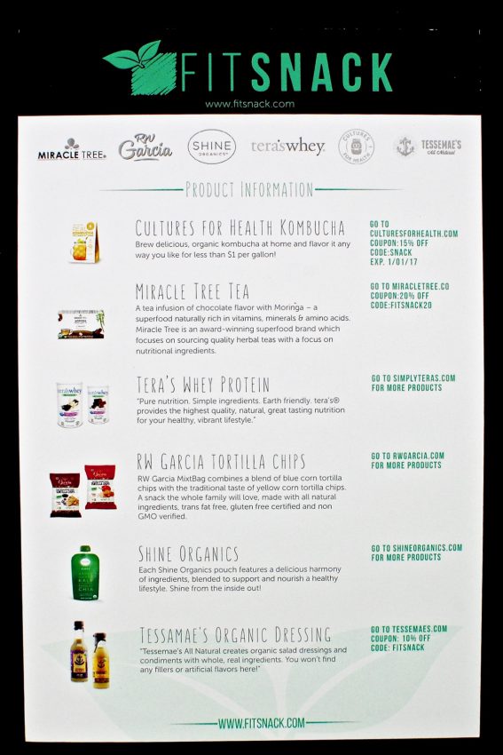 October 2016 Fit Snack review