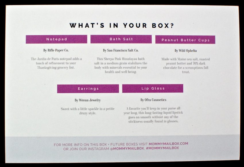 November 2016 Mommy Mailbox review