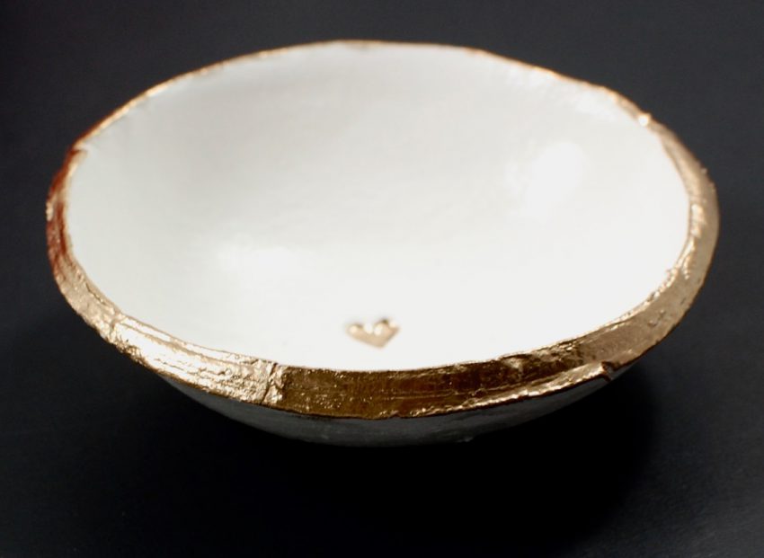The Painted Press gold heart dish