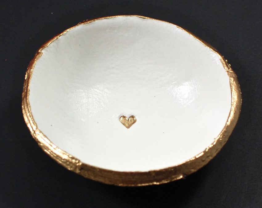 gold heart dish